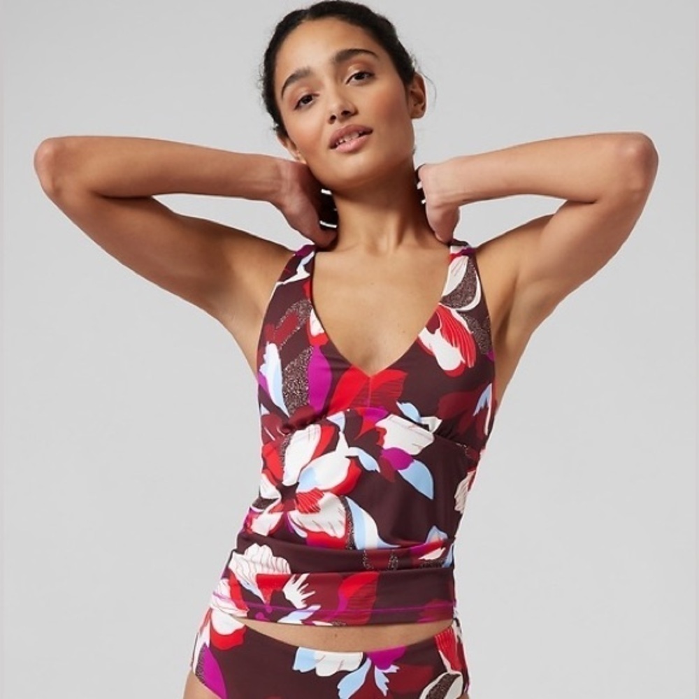 NWT! Athleta Hero Bloom Decadent Chocolate Plunge Tankini A-C - 🧜♂️